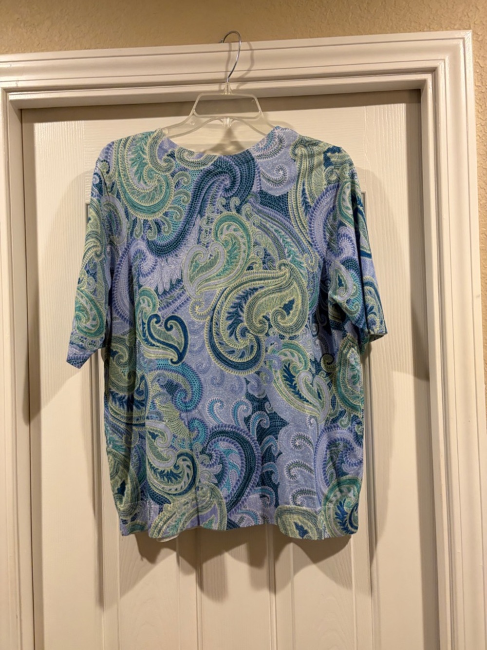 Chico's womens Blue & Green Short-Sleeve Shirt size 2/L NWT - Picture 4 of 5